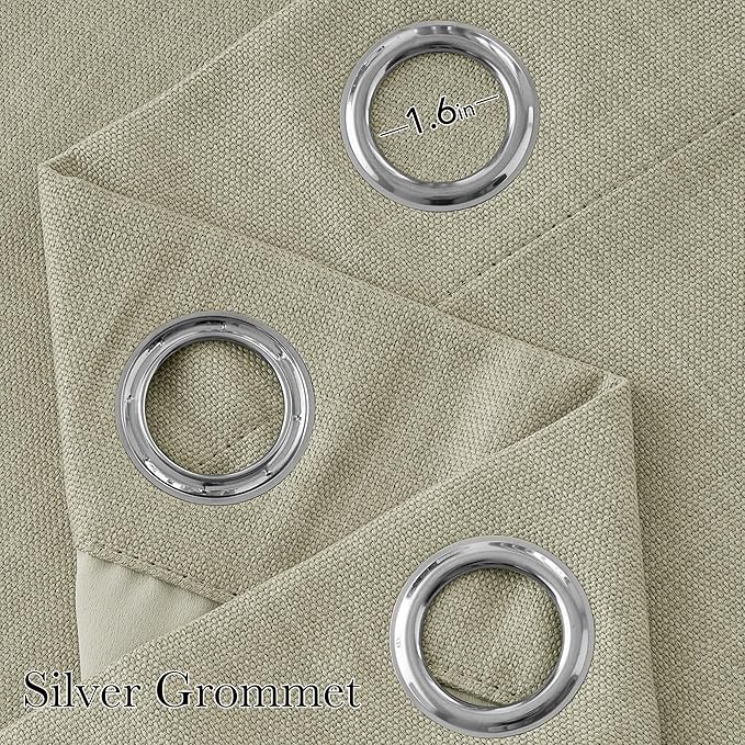 NICETOWN Short Faux Linen Beige Blackout Curtains 63 inches Long