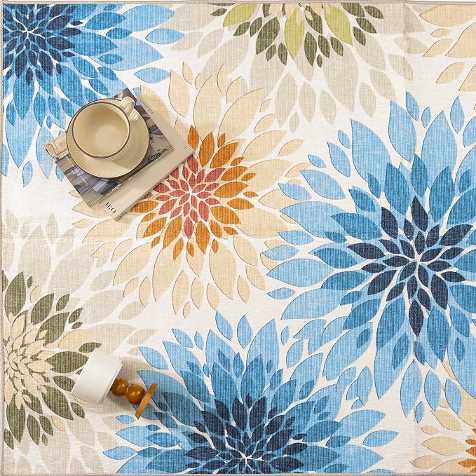 5x8 Indoor Outdoor Area Rug Washable Patio Rug Colorful Non Slip Non Shedding Waterproof Carpet for Living Room Bedroom Backyard Porch Camping RV Balcony Poolside