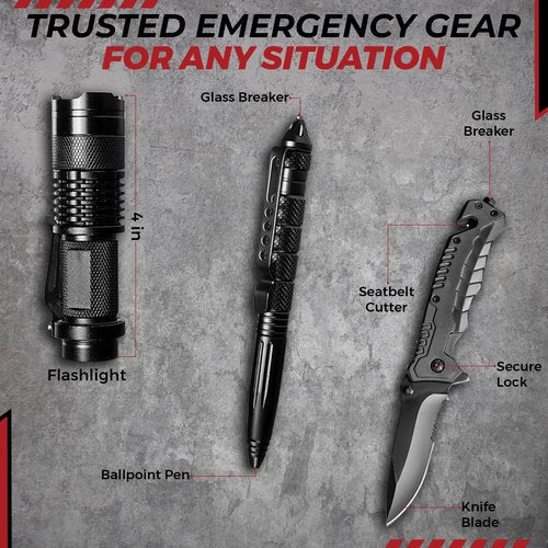 320-Piece Survival Kit | Emergency Gear for Camping, Hiking & Disaster Preparedness | Essential Roadside Emergency Kit | Molle Compatible Bug Out Bag | First Aid, Tactical Tools & Survival Essentials