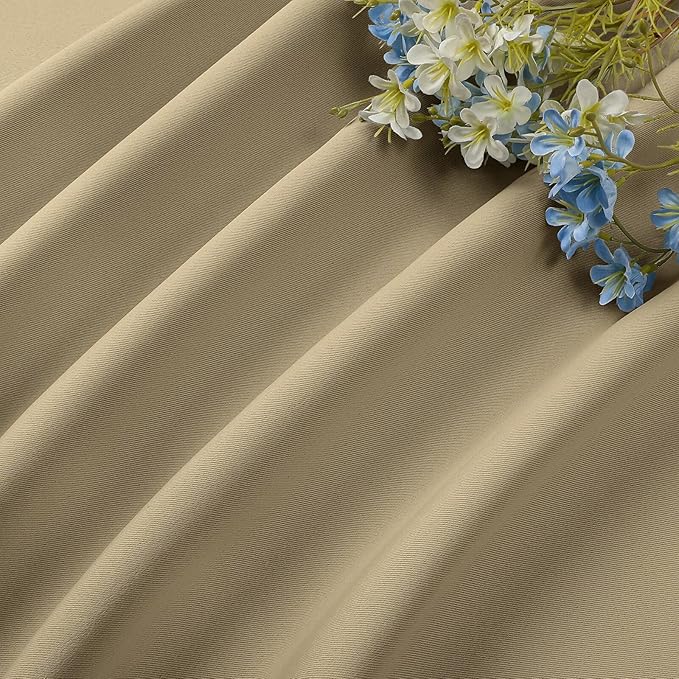 CUCRAF Beige Blackout Curtains 84 inch Length 2 Panels Set, Rod Pocket Room