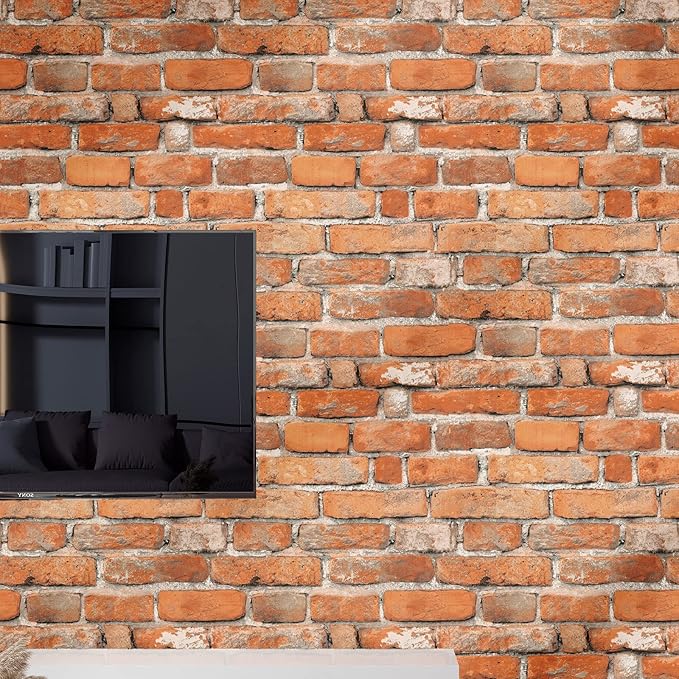 Faux Brick Peel and Stick Wallpaper 17.7" x 393" Contact Paper