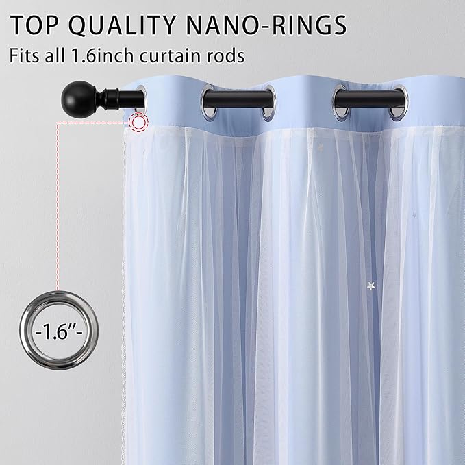 XiDi Light Blue Curtains for Bedroom, Girls Room Blackout Curtains, Kids Room