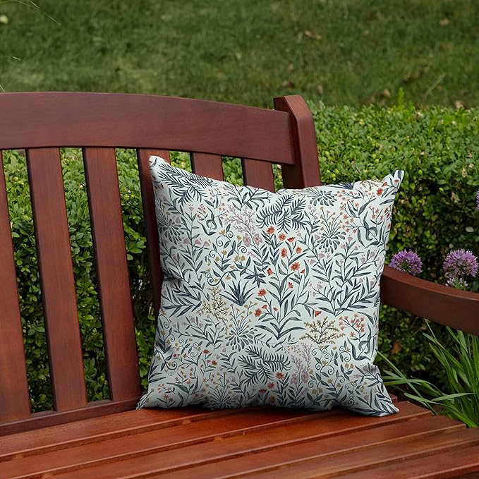 Arden Outdoor Toss Pillow, 2 Pack, 16 x 16, Rain-Proof, Fade Resistant Pistachio Botanical
