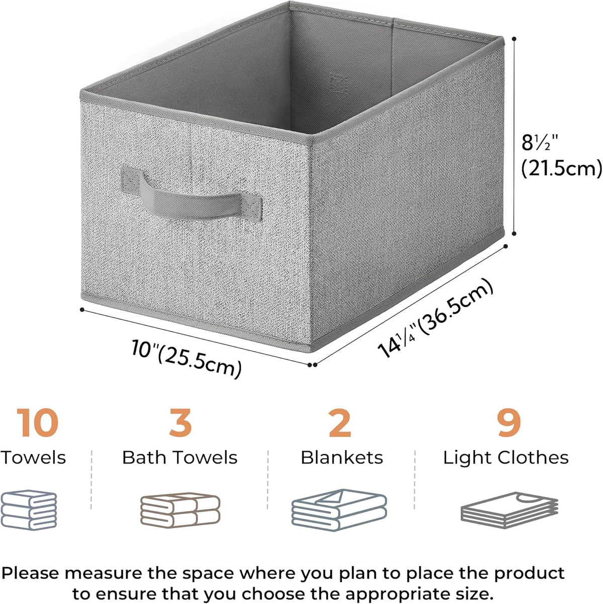 GRANNY SAYS Storage Baskets for Shelves, Fabric Storage Bins with Handles, Collapsible Storage Boxes, Closet Storage Bins, Organizers and Storage, Gray, Large, 3-Pack