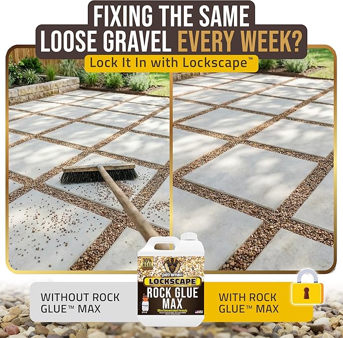 Petra Max Rock Glue for Landscaping, 32 Ounce - Ground Coverage & Pet Safe Mulch Glue for Rocks - Lockdown Gravel/Pebbles/Stones - Sticky Clear Gravel Binder & Decomposed Granite Stabilizer (50 Sq Ft)