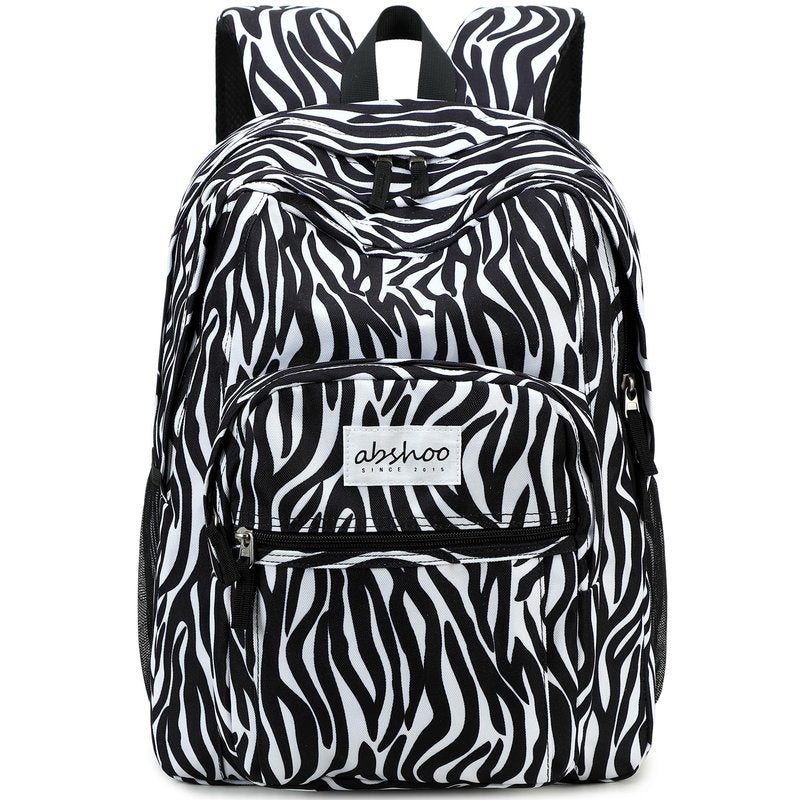 abshoo Classical Basic Zebra Print Womens School Backpack For College Teen Girls Water Resistant Bookbag (Zebra Black)