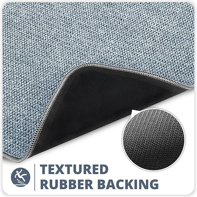 Bath Mat,Ultra Thin Bathroom Runner Rugs,Large Bath Mats for Bathroom,Quick Dry,Non-Slip,Machine Washable,Low Pile,Bath Rug,Shower Outside,Sink,Home Decor Accessories.Blue,3'x5'(36x60inch)
