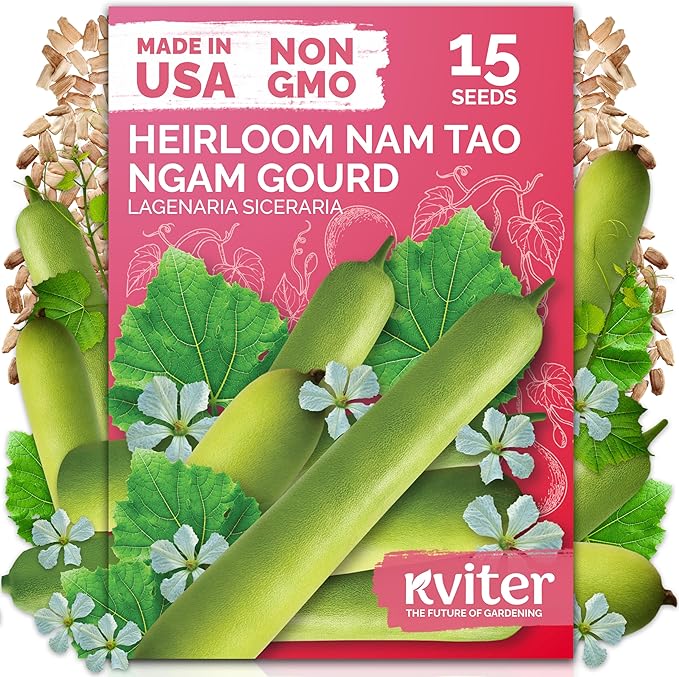KVITER 15 Nam Tao Ngam Gourd Seeds (Lagenaria siceraria) – Calabash Bottle Gourd Seed Packets UPO India Hybrid Lauki Squash – Asian Vegetable Seeds For Planting Home Garden Containers Trellis Outdoors