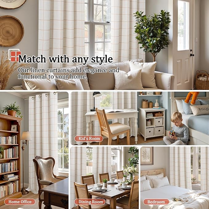 Lajode Plaid Patterned Curtains Thermal Insulated