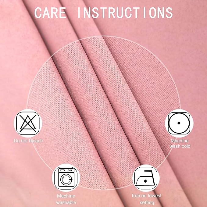 LEMOMO Pink Thermal Blackout Curtains/38 x 63 Inch/Set of 2 Panels Room
