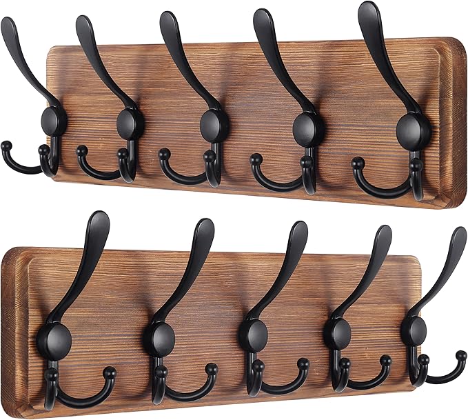 SKOLOO Rustic Wall Mounted Coat Rack: 16" Stud Spacing, Pine Real Wood Plank