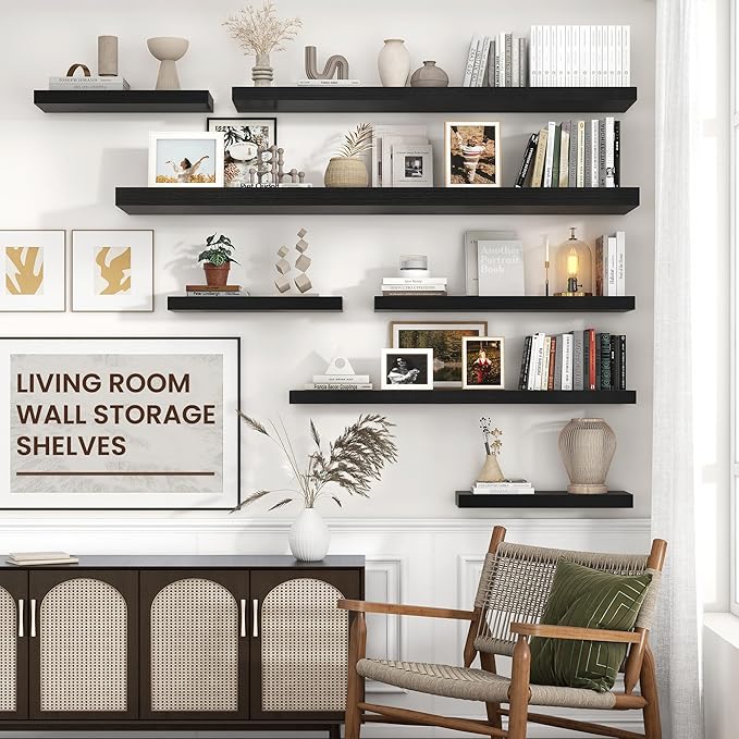 Venusmiles Floating Shelves for Wall 55 inch Long, Engineered Wood Large Wall