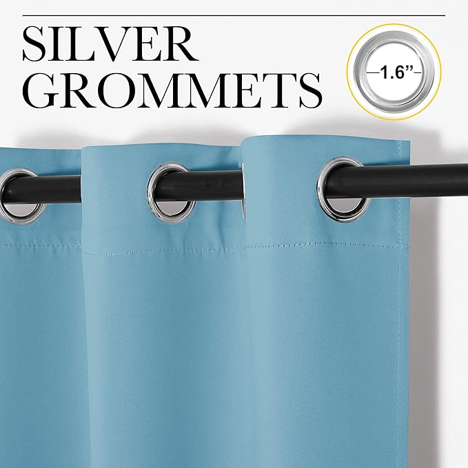 NICETOWN Teal Blue Blackout Curtains 102 inches Length