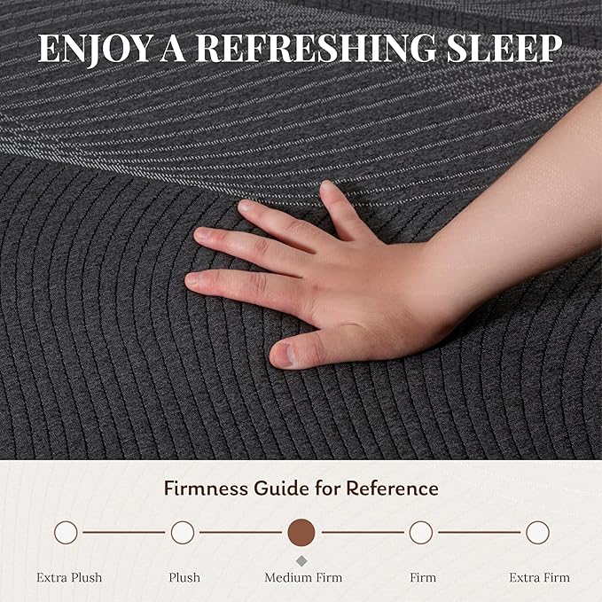 CH CHARME HOUSE 12 Inch Twin XL Mattress, Bamboo-Charcoal Memory Foam Mattress, Cooling & Pressure Relief, Bed in a Box, Foam Made in USA & CertiPUR-US Certified, 38"x80"x12", Black