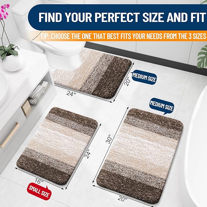 OLANLY Bathroom Rugs Mat 44x24, Extra Soft Absorbent Microfiber Bath Rugs, Rubber Backing, Quick Dry, Machine Washable Bath Mats for Bathroom Floor, Tub and Shower, Home Decor Accessories, Light Brown