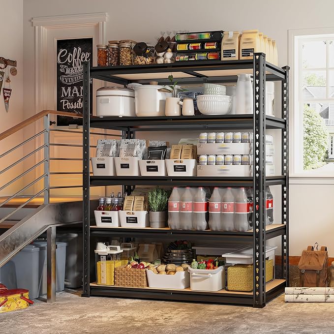 REIBII 72" H Garage Shelving Heavy Duty Shelves for Storage 2000LBS Garage Shelves Adjustable 5 Tier Metal Storage Shelving Unit for Craft Warehouse Pantry Basement 72''*35.5''*11.8'' 3 Pack