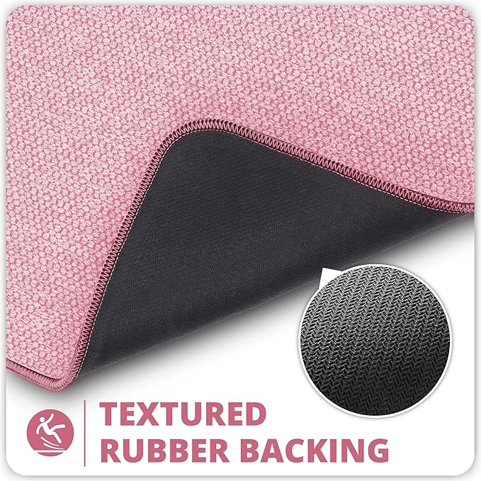 Bath Mat,Ultra Thin Bathroom Runner Rugs,Large Bath Mats for Bathroom,Quick Dry,Non-Slip,Machine Washable,Low Pile,Bath Rug,Shower Outside,Sink,Home Decor Accessories.Pink,2'x6'(24x72inch)