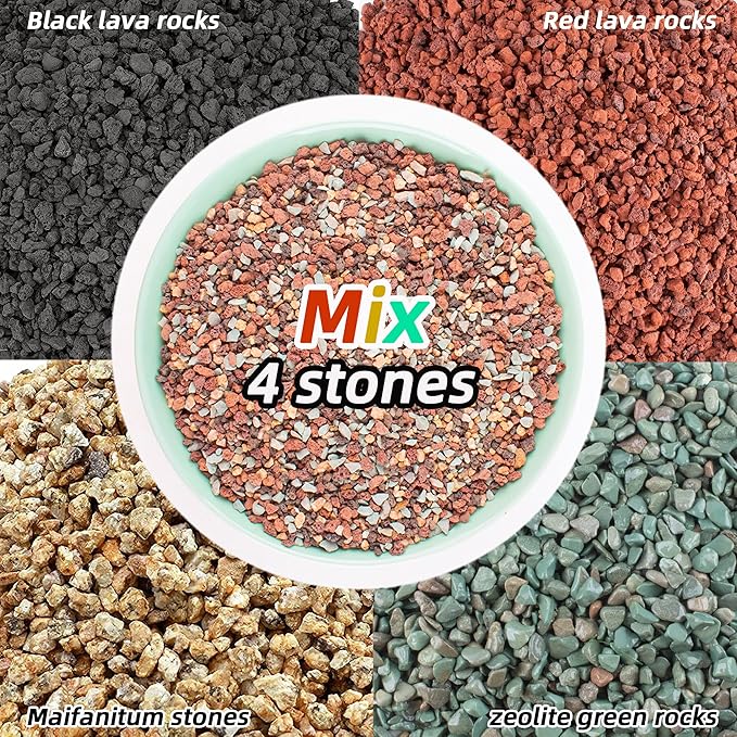 18lb Mix Lava Rocks for Plants in Door -Gravel Pebbles for Bonsai Succulent Cactus Potting Soil and Vase Fillers, Fairy Gardening,Top Dressing
