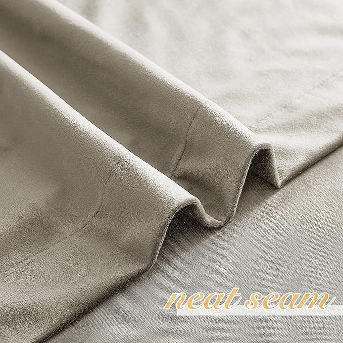 NICETOWN Camel Velvet Curtains 63 Inch Long 52 Wide, Room Darkening Vision