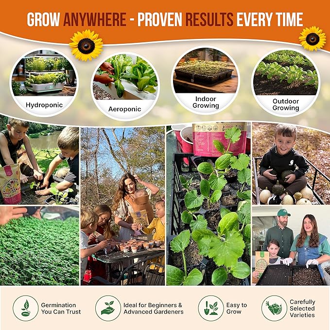 25 Summer Vegetable & Fruit Seeds Variety Pack - 1,870+ Non-GMO Heirloom Veggie & Fruits Seeds for Outdoors and Indoor Home Gardening, Including Collards, Tomato, Pepper, Okra, Onion, Bean, Cucumber