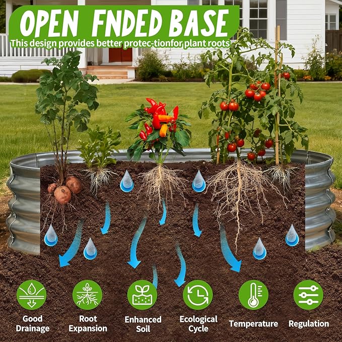 Galvanized Raised Garden Bed Kit, Planter Garden Boxes Outdoor, Oval Large Metal for Vegetables Fruits, Flowers Planter Boxes, Easy Assembly Garden Bed Kit (Silver, 4×2×1FT (2-Pack)