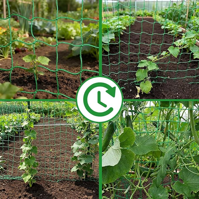 6.6x26.3FT Trellis Netting for Climbing Plants,Trellis Netting with Plant Clips, Heavy-Duty PE Trellis Net for Cucumber, Tomato, Vegetables, Fruits, Sweet Pea Plants