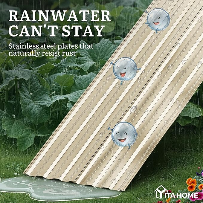YITAHOME 6x3x2ft Large Raised Garden Bed Kit, Galvanized Metal Planter Box with Gloves, Support Rod, Outdoor Above Ground Planters for Plants, Vegetables, Flowers, Cream Yellow