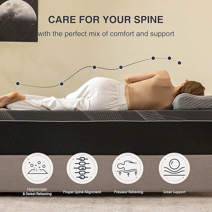 Twin Mattress 14 Inch Charcoal Memory Foam Mattress in a Box, CertiPUR-US Certified, Fiberglass Free Gel Mattress, Twin Size Mattress for Kids, 75" × 38" × 14", Medium