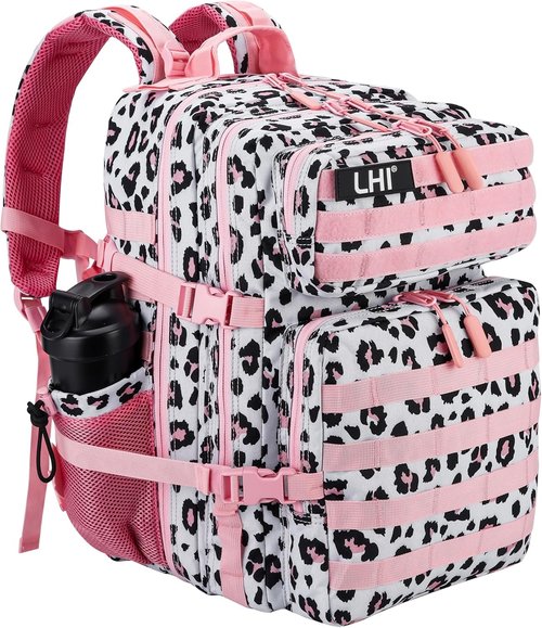 LHI Tactical Backpack - 45L Military Assault Pack with Molle System | Large Rucksack in Pink Leopard