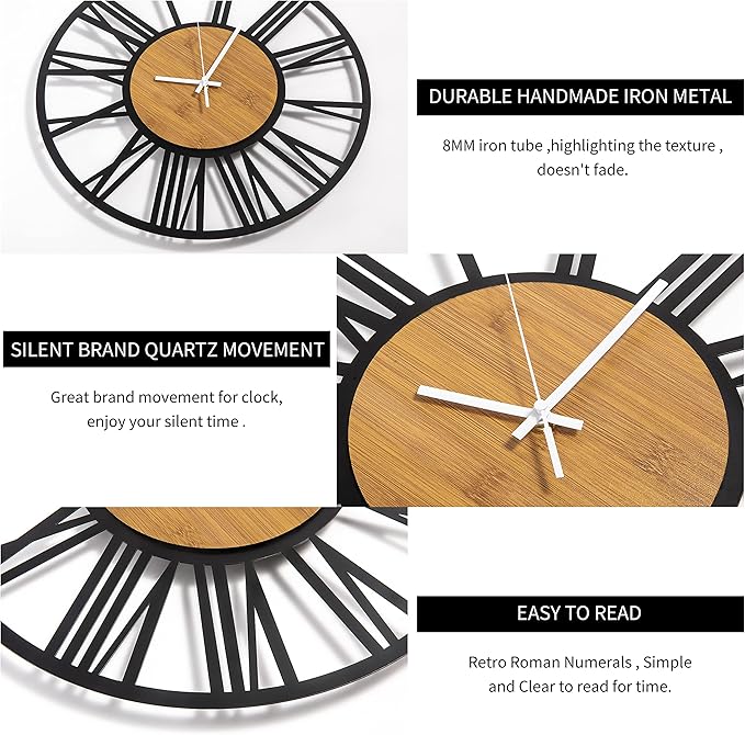 1st owned Wall Clocks for Living Room Decor, Round Silent Non Ticking, Modern