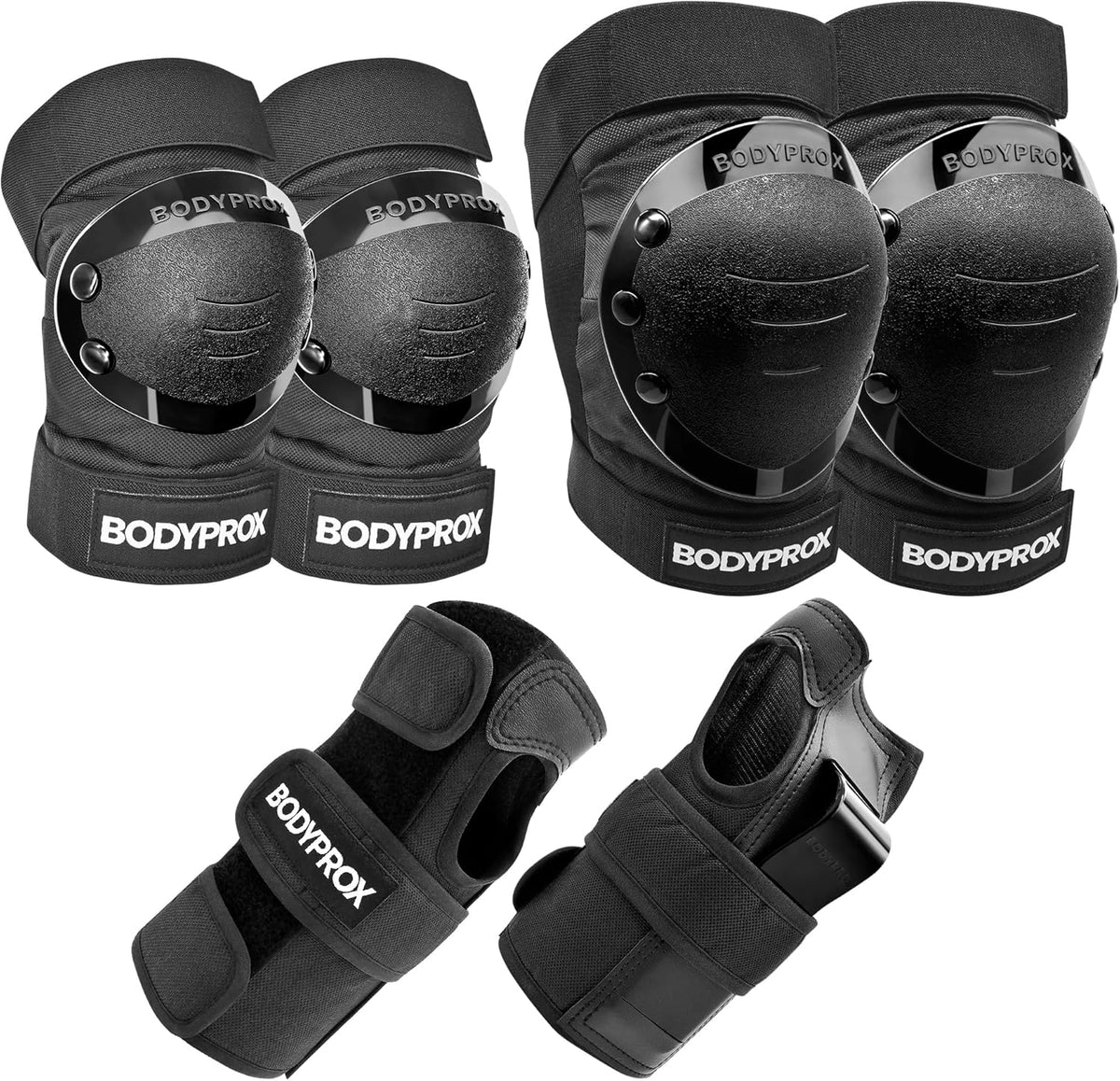 BODYPROX Knee Pads, Elbow Pads & Wrist Guards Set - Ultimate Protection for Skating & BMX | Adjustable Fit