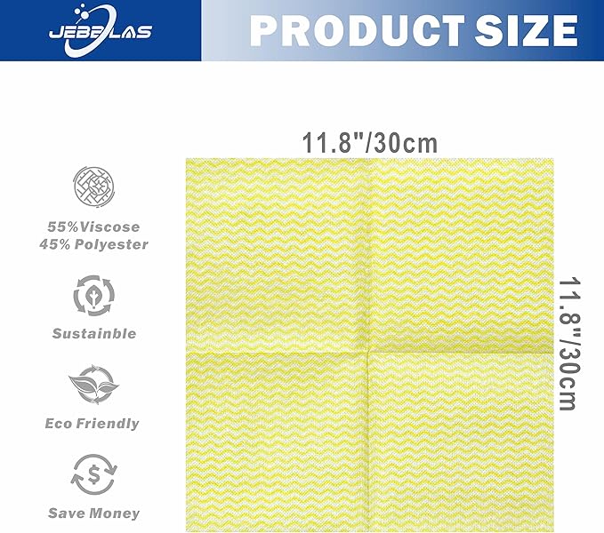 JEBBLAS Reusable Cleaning Cloths Handi Wipes Reusable Cloths Dry Cleaning Cloths Dish Towel Dish Cloths Handy Cleaning Wipes,Pack of 100, Yellow