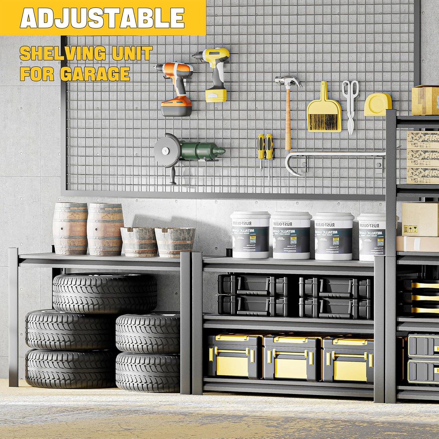 Garage Shelving Unit,78"*40“*16”Thickened Metal Shelving Units for Garage Storage Shelves Adjustable Shelves,5 Tier Industrial Shelving Shelf Metal Shelves