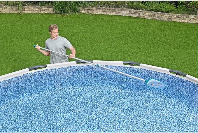 Bestway Basic Pool Cleaning Kit, Includes Pool Vacuum, Skimmer Net, 9' Pole, & Hose, Compatible W/Most Above Ground Pools, Blue