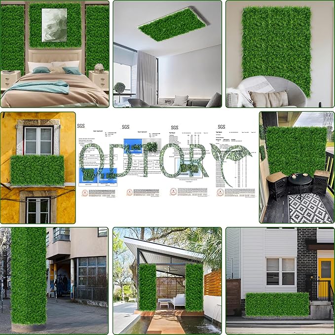 ODTORY Artificial Plants Hedge Wall Panels：20x20 Inch 8P UV-Anti Greenery