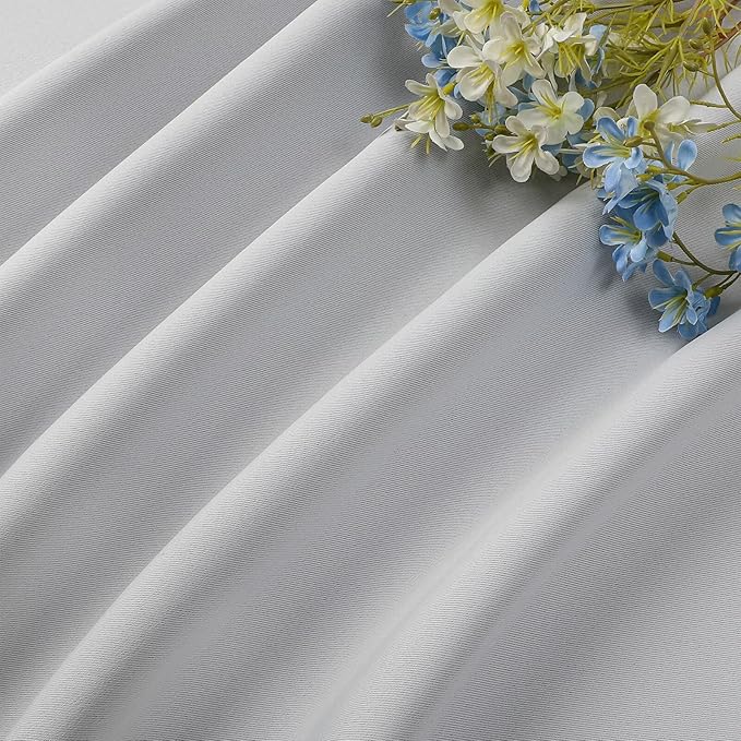 CUCRAF Grayish White Blackout Curtains 84 inch Length 2 Panels Set, Rod Pocket
