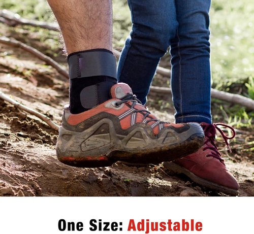 ACE Deluxe Ankle Stabilizer - Adjustable Support for Injury Recovery | Black, 1 Pack