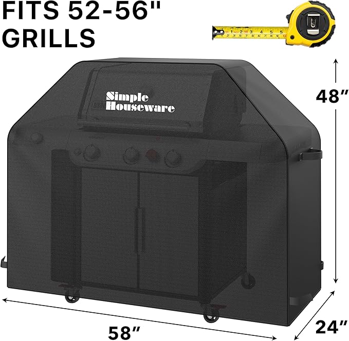 Simple Houseware 58 in. Heavy-Duty BBQ Gas Grill Cover, 600D Polyester Waterproof, Weather-Resistant