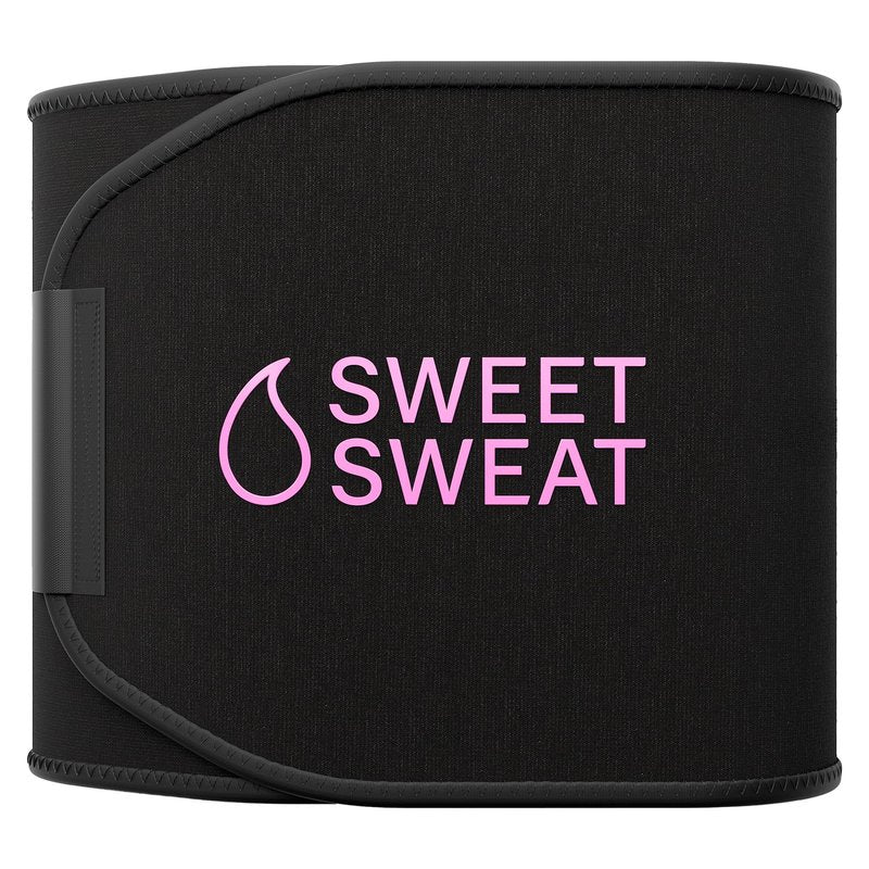 Sports Research Sweet Sweat Waist Trimmer Extra-Coverage (XC) - Premium Sweat Enhancing Fitness Band with More Belly Coverage - Adjustable Fit · Latex-Free Neoprene · More Coverage - Pink Logo (Med)