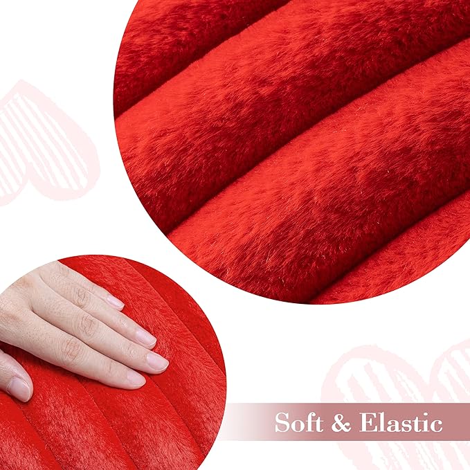 AELS Heart Shaped Pillow, Heart Decorative Throw Pillows, Faux Fur Love Pillows, Cute Valentines Day Decorations, Wedding Decor, Living Room Bedroom Nursery Decor, Red, L