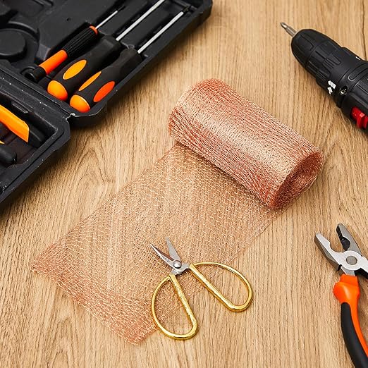 Gisafai 16' x 33 ft Copper Mesh Rodent Control Copper Wool for Slugs Rustproof DIY Hole Filler Pure Wire Mesh for Bat Snail Bird Pest Rodent Control Gap Blocker Fill Fabric Hole Gardening(1 Roll)