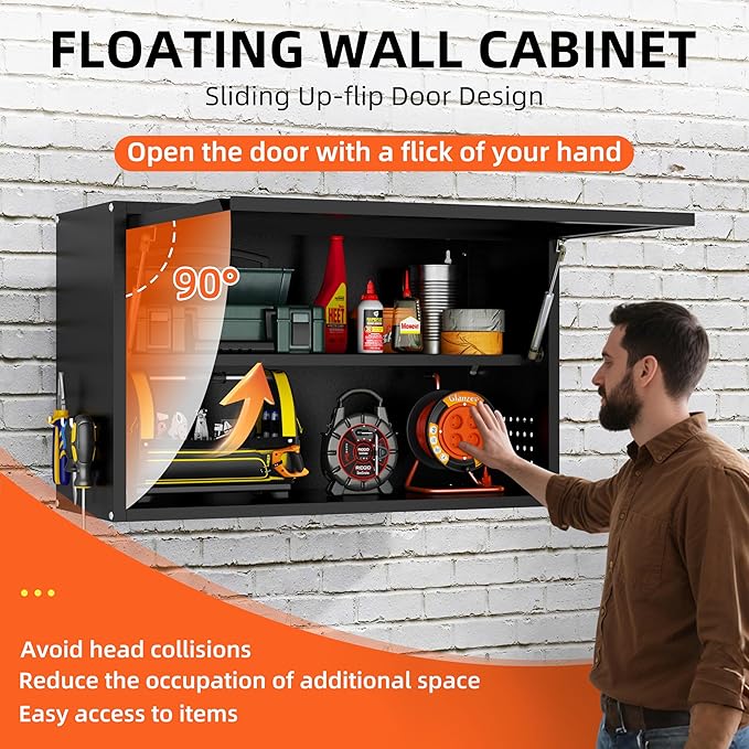 Garage Wall Cabinet, Floating Metal Wall Cabinet