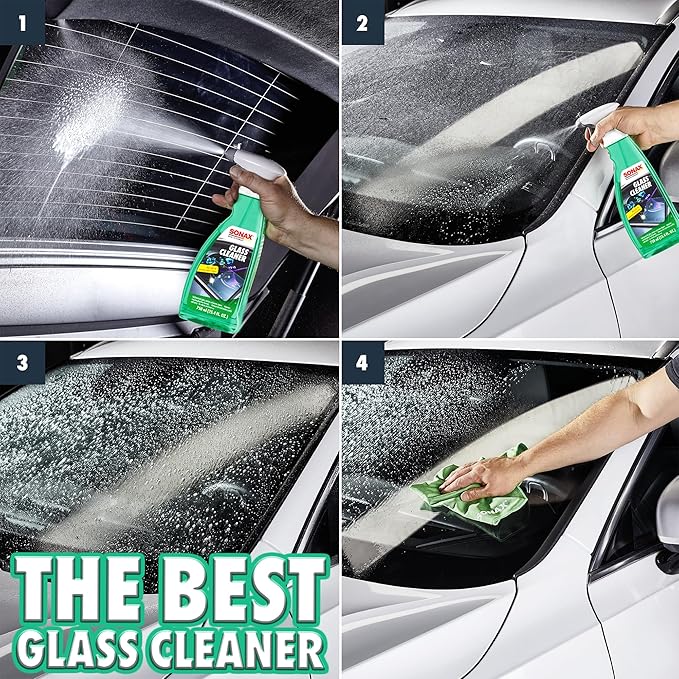 SONAX Glass Cleaner 338400 | Powerful Streak Free Formula for Crystal Clear Windows and Mirrors | Easily Removes Dirt Grease and Grime | Safe for Automotive and Household Use | 750ml
