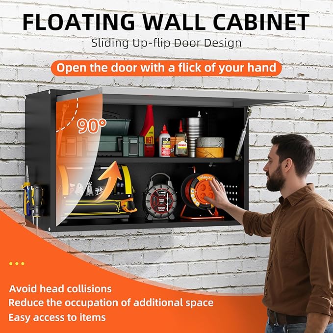 Garage Wall Cabinet, Floating Metal Wall Cabinet