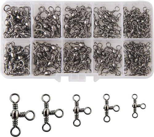 120pcs Heavy Duty 3-Way Fishing Swivels Kit - T-Shape Connectors for Catfish & Saltwater Surf Fishing
