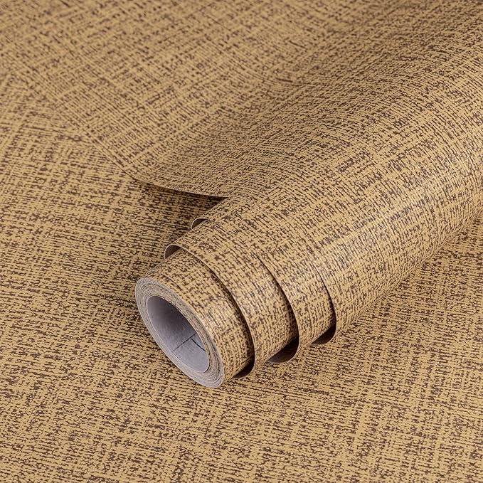 TANONE Dark Coffee Linen Wallpaper Self-Adhesive- Grasscloth Contact Paper Peel
