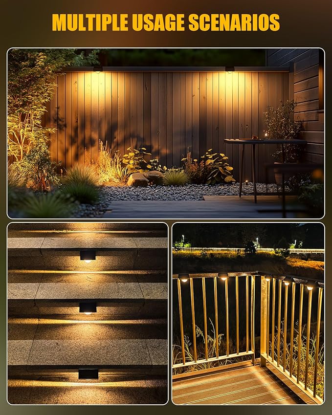 Brightown Solar Stair Lights Outdoor, Solar Step Lights Outdoor Waterproof IP68, Multiple Color Modes Outdoor Step Light for Garden Stair, Front Step, Front Porch, Deck, Sidewalk and Pool