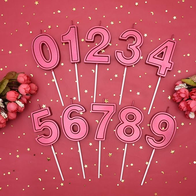 PHD CAKE 2.76 Inch Luxe Red 6 Number Birthday Candles, Red Number Candle, Cake Number Candles, Party Celebration