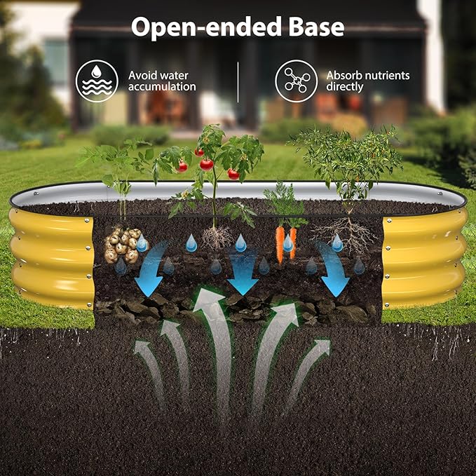 Winpull Raised Garden Bed Kit, 5x2x1 ft Galvanized Planter Box Outdoor with Safety Edging, Large Metal Raised Beds for Gardening Vegetables Flower Fruits (Cream Yellow)