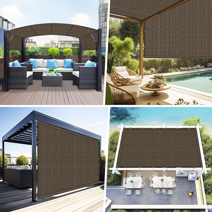 Shade&Beyond 8'x16' Pergola Shade Cover with Weighted Rods & Grommets, 90% UV Block Outdoor Sun Shade Cloth Canopy Replacement Cover for Patio Porch, Mocha